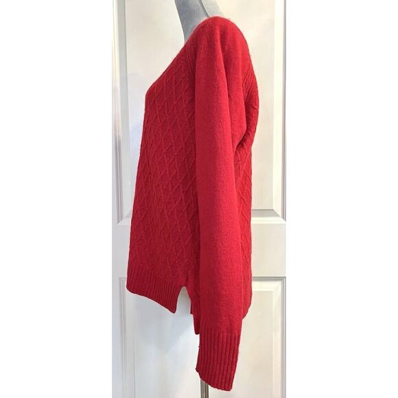 JC Penny Women’s Wool Blend Argyle Textured Sweater Long Sleeve Pullover XL Red - Picture 3 of 8